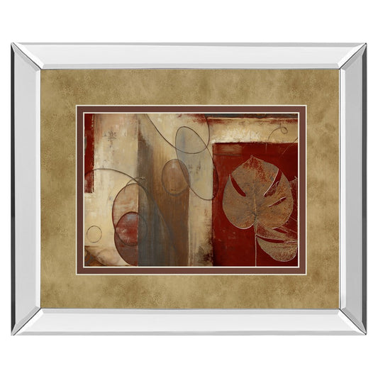 Classy Living Crimson Leaf Harmony 40x34in Wall Art | Transitional Mirrored Frame Botanical Print | Living Room & Office Decor | 40 x 34 | Model DM5427MF