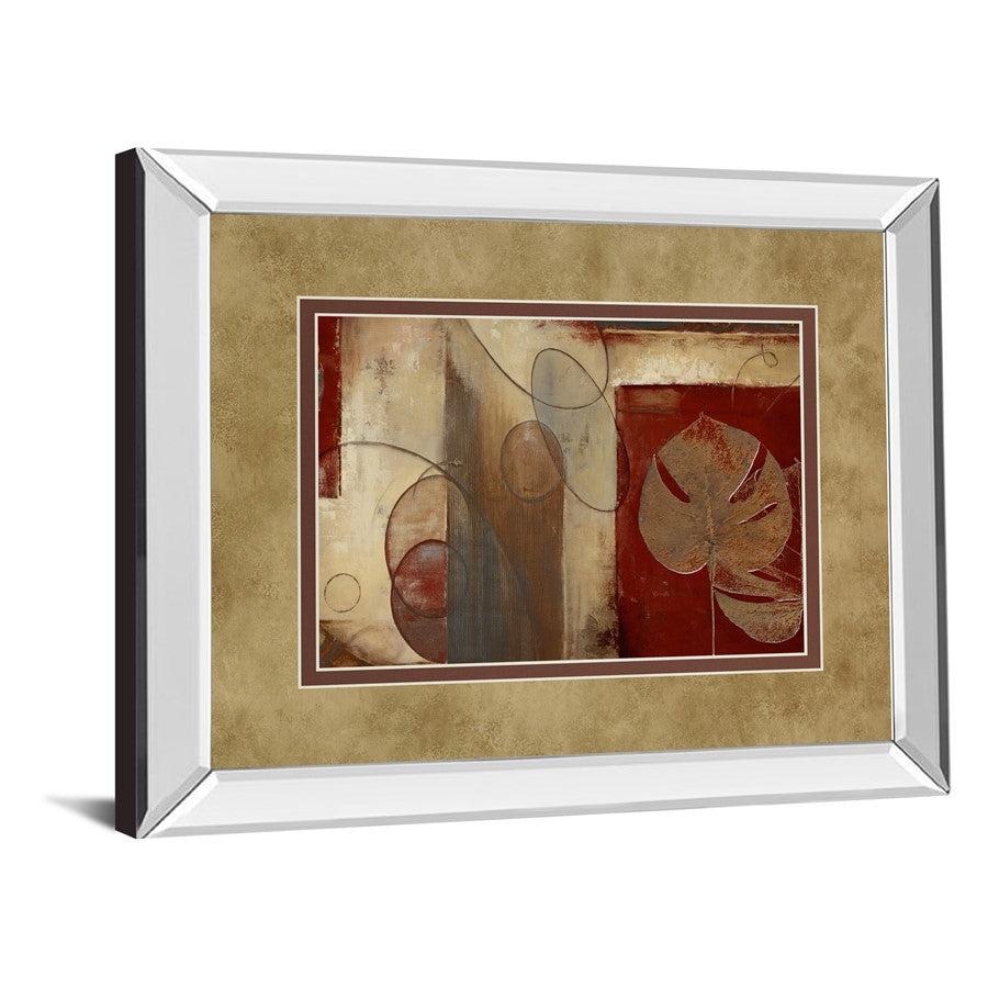 Classy Living Crimson Leaf Harmony 40x34in Wall Art | Transitional Mirrored Frame Botanical Print | Living Room & Office Decor | 40 x 34 | Model DM5427MF