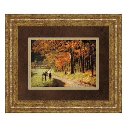 Classy Living Autumn Road Wall Art 40x34in | Country/Farmhouse Gilded Radiance Frame | Living Room & Office Decor | 40 x 34 x 1 in | Model DM5441