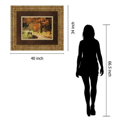 Classy Living Autumn Road Wall Art 40x34in | Country/Farmhouse Gilded Radiance Frame | Living Room & Office Decor | 40 x 34 x 1 in | Model DM5441