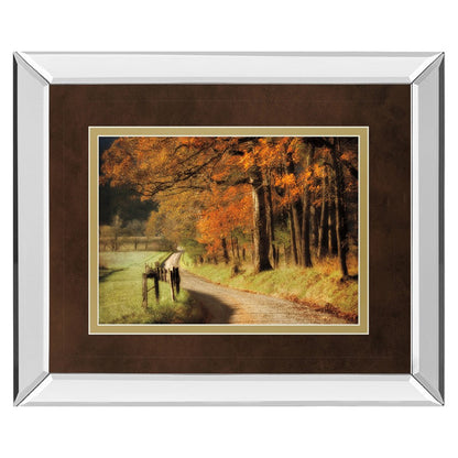 Classy Living Autumn Road 40x34in Wall Art | Country/Farmhouse Mirrored Frame and Double Matting | Living Room & Office Decor | 3 x 40 x | Model DM5441MF