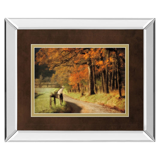 Classy Living Autumn Road 40x34in Wall Art | Country/Farmhouse Mirrored Frame and Double Matting | Living Room & Office Decor | 3 x 40 x | Model DM5441MF