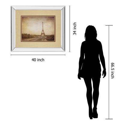 Classy Living Eiffel Reverie 40x34in Wall Art | Contemporary Mirrored Frame Parisian Decor | Living Room & Office Statement Piece | 3 x | Model DM5442MF