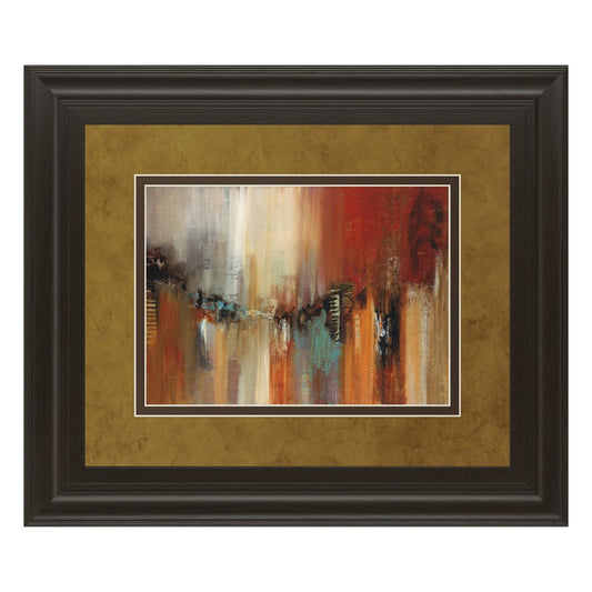 Classy Living Urban Rhythm 40x34in Wall Art | Contemporary Abstract Cityscape in Dark Chocolate Frame | Living Room & Office Focal Point | Model DM5443