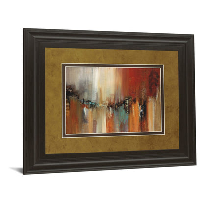 Classy Living Urban Rhythm 40x34in Wall Art | Contemporary Abstract Cityscape in Dark Chocolate Frame | Living Room & Office Focal Point | Model DM5443