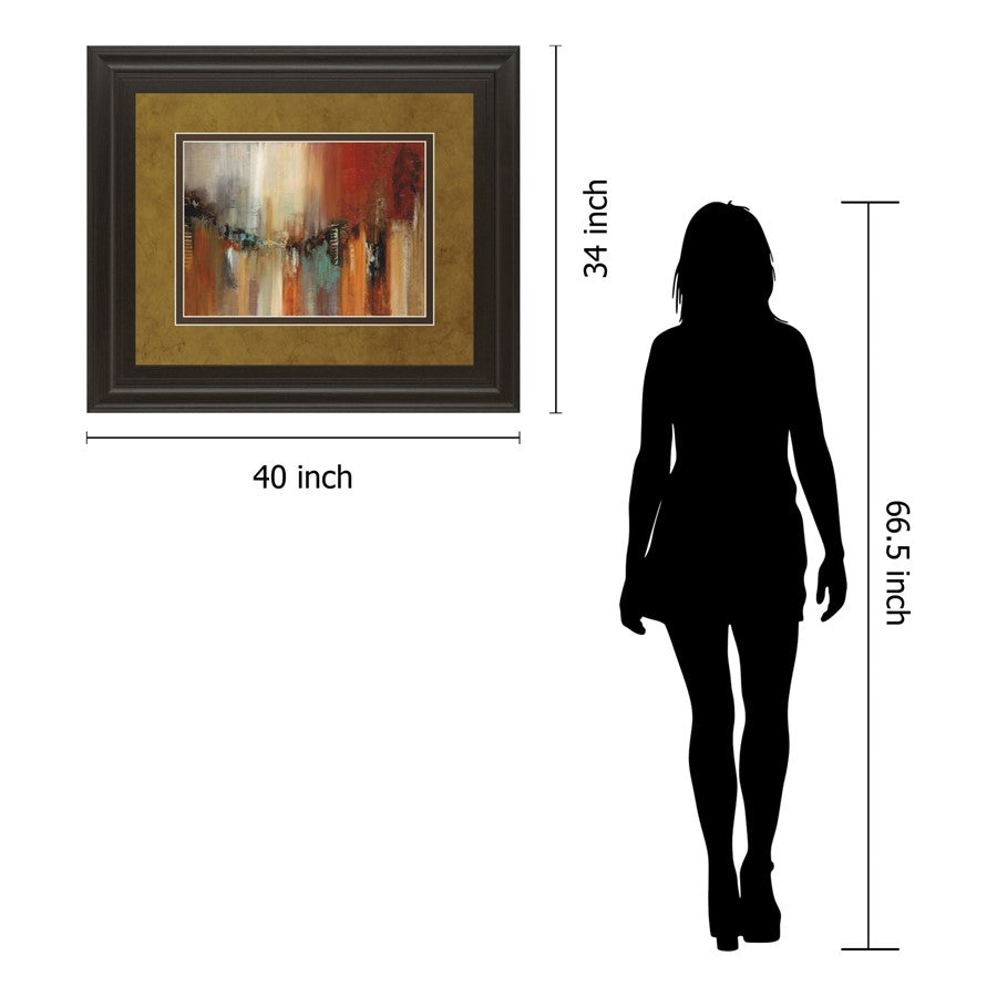 Classy Living Urban Rhythm 40x34in Wall Art | Contemporary Abstract Cityscape in Dark Chocolate Frame | Living Room & Office Focal Point | Model DM5443