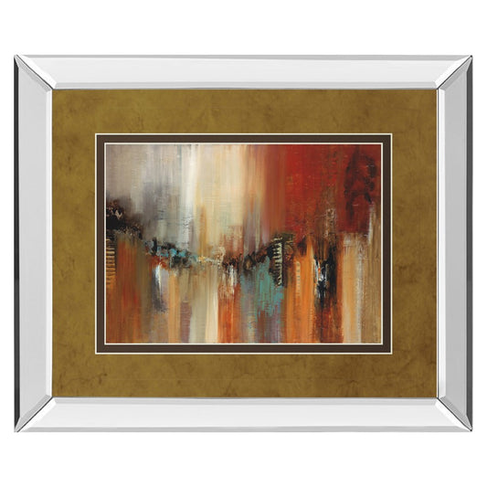 Classy Living Urban Rhythm 40x34 Wall Art | Contemporary Mirrored Frame Abstract Cityscape | Living Room & Office Decor | 40 x 34 x 3 in | Model DM5443MF