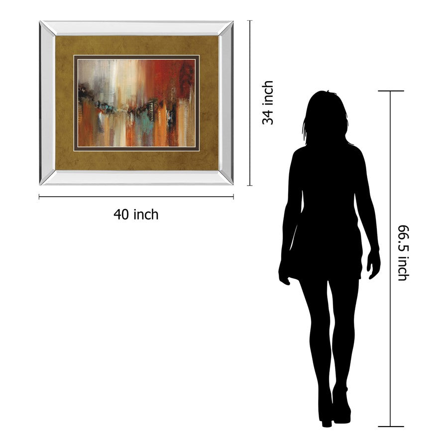 Classy Living Urban Rhythm 40x34 Wall Art | Contemporary Mirrored Frame Abstract Cityscape | Living Room & Office Decor | 40 x 34 x 3 in | Model DM5443MF