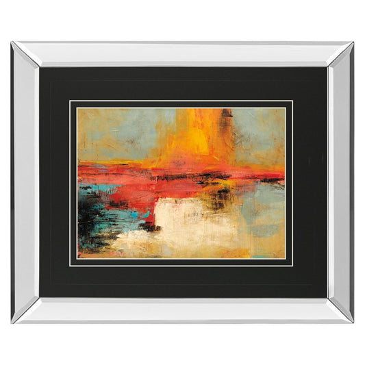 Classy Living Vibrant Horizon 40x34in Wall Art | Contemporary Mirrored Frame Abstract Multicolor | Living Room & Office Decor | 3 x 40 x | Model DM5444MF