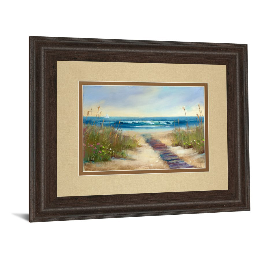 Classy Living Coastal Pathway Wall Art 40x34in | Transitional Cinnamon Mocha MDF Frame | Living Room & Bedroom Coastal Decor | 40 x 34 x 1 | Model DM5456