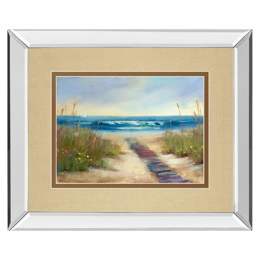 Classy Living Coastal Pathway Wall Art 40x34in | Transitional Mirrored Frame | Living Room & Office Decor | 3 x 40 x 34 in | Model DM5456MF