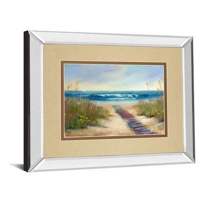 Classy Living Coastal Pathway Wall Art 40x34in | Transitional Mirrored Frame | Living Room & Office Decor | 3 x 40 x 34 in | Model DM5456MF