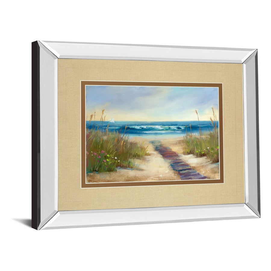 Classy Living Coastal Pathway Wall Art 40x34in | Transitional Mirrored Frame | Living Room & Office Decor | 3 x 40 x 34 in | Model DM5456MF