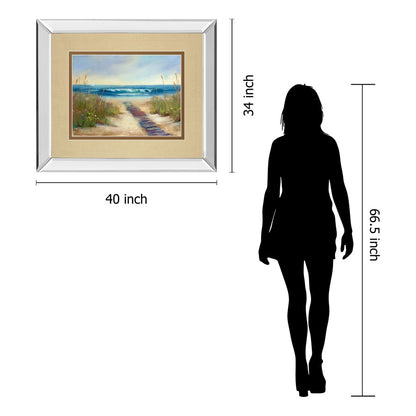 Classy Living Coastal Pathway Wall Art 40x34in | Transitional Mirrored Frame | Living Room & Office Decor | 3 x 40 x 34 in | Model DM5456MF
