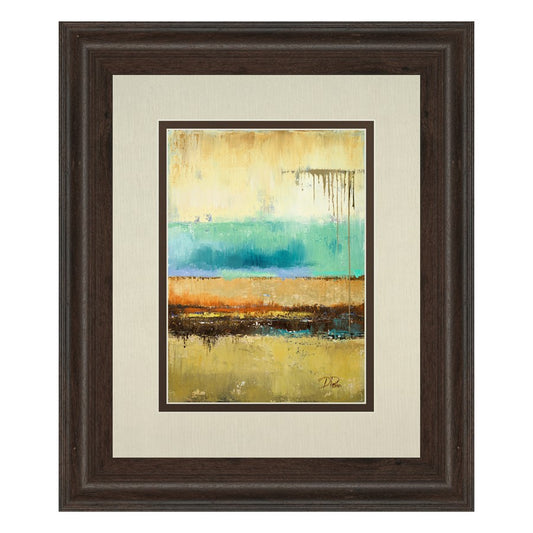 Classy Living Rain I Wall Art 34x40in | Contemporary Abstract Teal Gold Cinnamon Mocha | Living Room & Office Decor | 34 x 40 x 1 in | Model DM5462