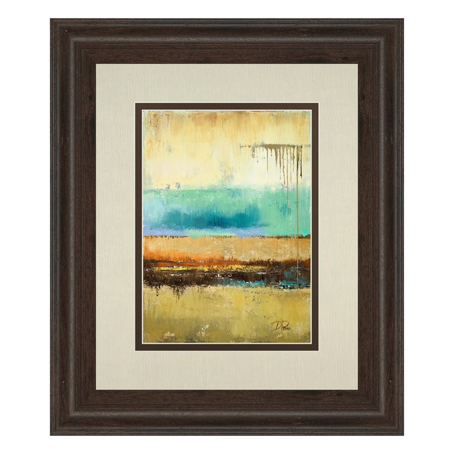 Classy Living Rain I Wall Art 34x40in | Contemporary Abstract Teal Gold Cinnamon Mocha | Living Room & Office Decor | 34 x 40 x 1 in | Model DM5462