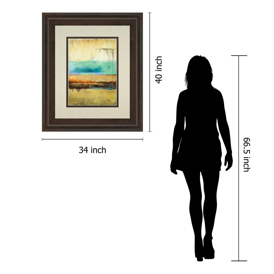 Classy Living Rain I Wall Art 34x40in | Contemporary Abstract Teal Gold Cinnamon Mocha | Living Room & Office Decor | 34 x 40 x 1 in | Model DM5462