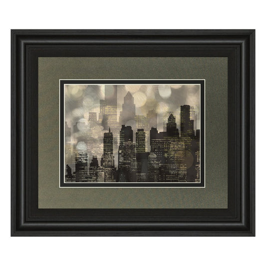 Classy Living City Lights Wall Art 40x34in | Transitional Multicolor Cityscape on Paper | Living Room & Office Decor | 40 x 34 x 1 in | Model DM5470