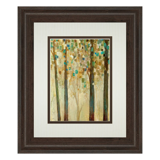 Classy Living Sunlit Forest Wall Art 34x40in | Contemporary Mixed Media on Paper in Brown MDF Frame | Living Room & Bedroom Tranquil Decor | Model DM5471
