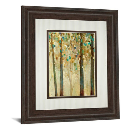Classy Living Sunlit Forest Wall Art 34x40in | Contemporary Mixed Media on Paper in Brown MDF Frame | Living Room & Bedroom Tranquil Decor | Model DM5471