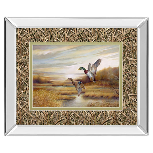 Classy Living Mallard Flight Wall Art 40x34in | Contemporary Mirrored Frame | Living Room & Office Wildlife Decor | 40 x 34 x 3 in | Model DM5473MF