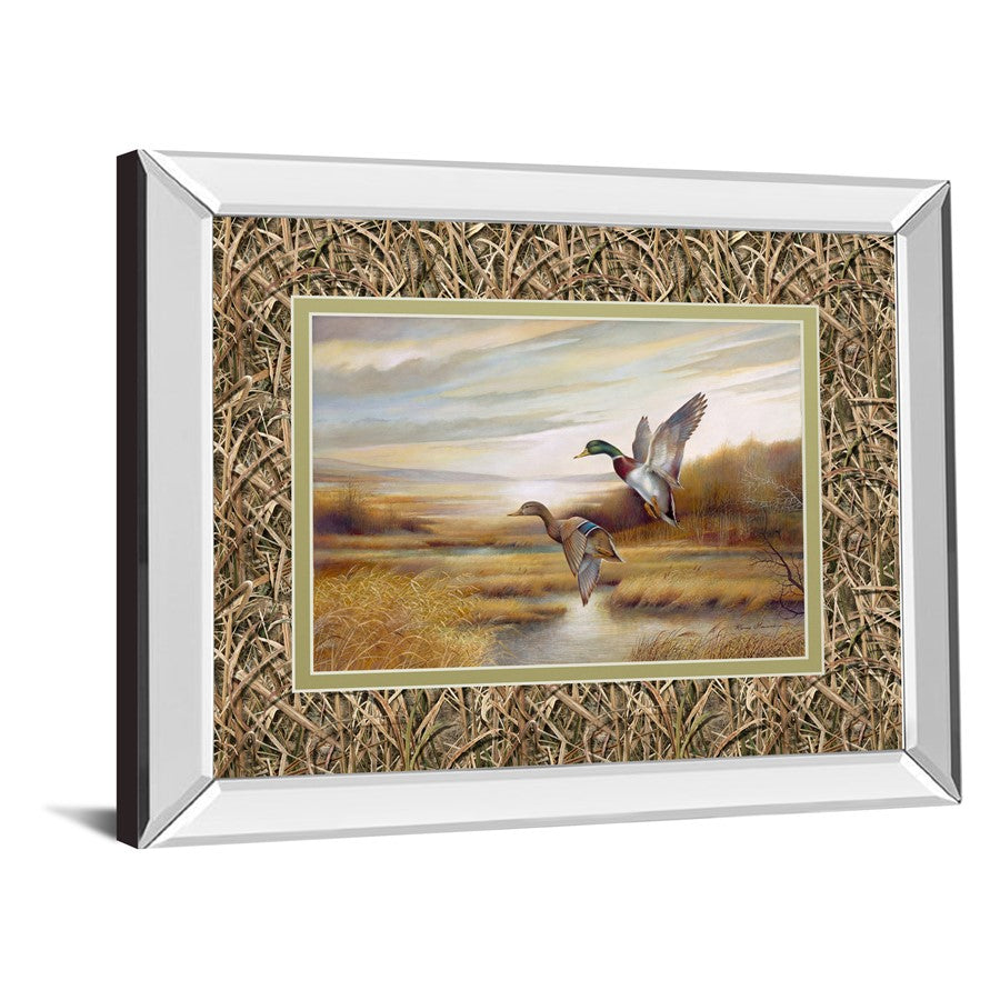 Classy Living Mallard Flight Wall Art 40x34in | Contemporary Mirrored Frame | Living Room & Office Wildlife Decor | 40 x 34 x 3 in | Model DM5473MF