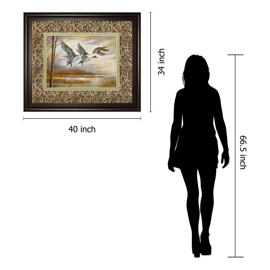 Classy Living Wild Harmony Wall Art 40x34in | Traditional Brown MDF Frame with Glass | Living Room & Office Decor | 1 x 40 x 34 in | Model DM5474
