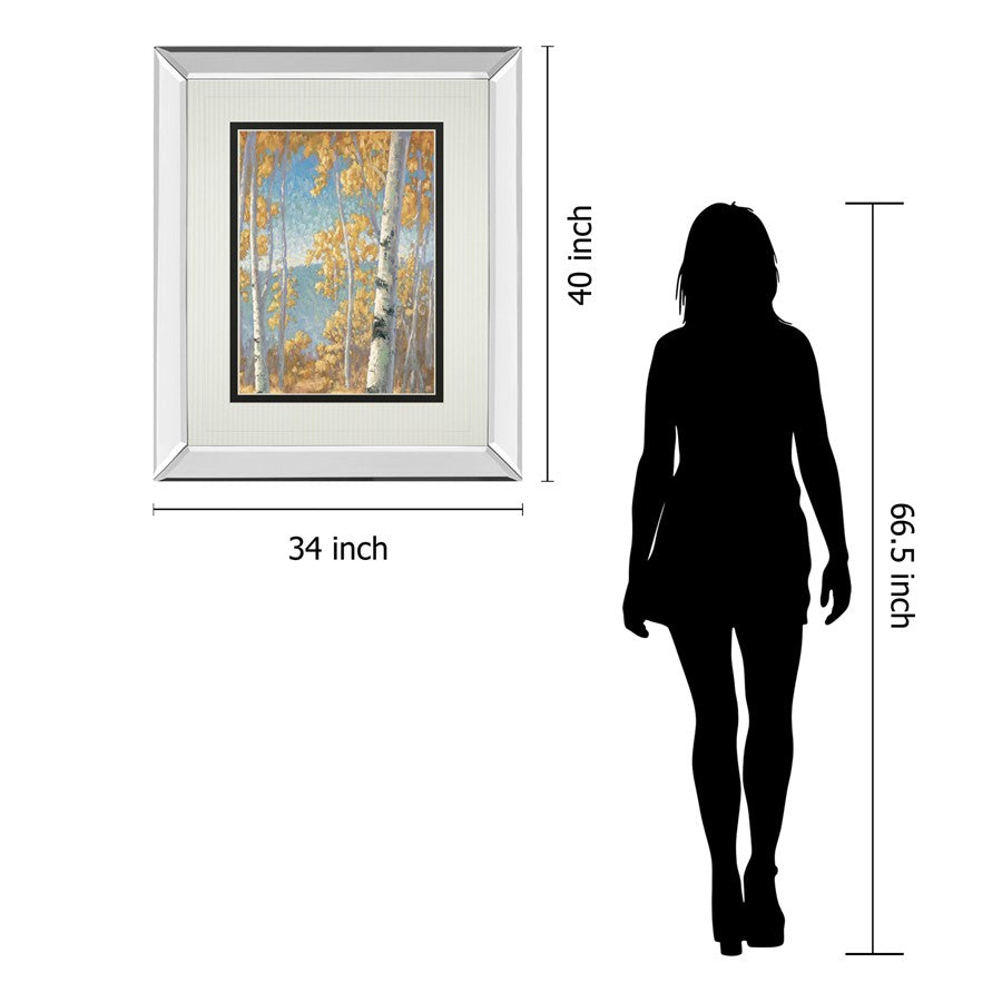 Classy Living Honey Birch II 34x40in Wall Art | Transitional Mirrored Frame with Double Matting | Living Room & Bedroom Decor | 34 x 40 x | Model DM5478MF