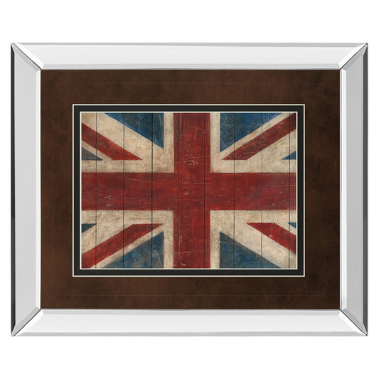Classy Living Heritage Flag Wall Art 40x34in | Transitional Mirrored Frame & Union Jack Print | Living Room & Office Statement Decor | 40 | Model DM5483MF