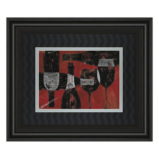 Classy Living Wine Elegance Wall Art 40x34in | Contemporary Graphic Art on Paper in Midnight Aura MDF Frame | Dining Room & Kitchen Decor | Model DM5491
