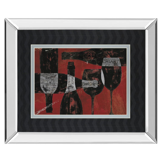 Classy Living Wine Elegance Wall Art 40x34in | Contemporary Mirrored Frame Graphic Art | Dining Room & Kitchen Decor | 3 x 40 x 34 in | Model DM5491MF