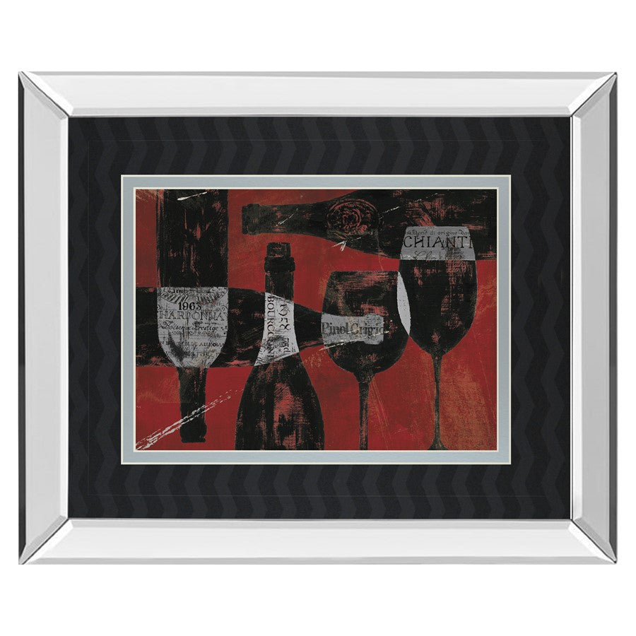 Classy Living Wine Elegance Wall Art 40x34in | Contemporary Mirrored Frame Graphic Art | Dining Room & Kitchen Decor | 3 x 40 x 34 in | Model DM5491MF