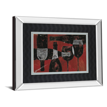 Classy Living Wine Elegance Wall Art 40x34in | Contemporary Mirrored Frame Graphic Art | Dining Room & Kitchen Decor | 3 x 40 x 34 in | Model DM5491MF