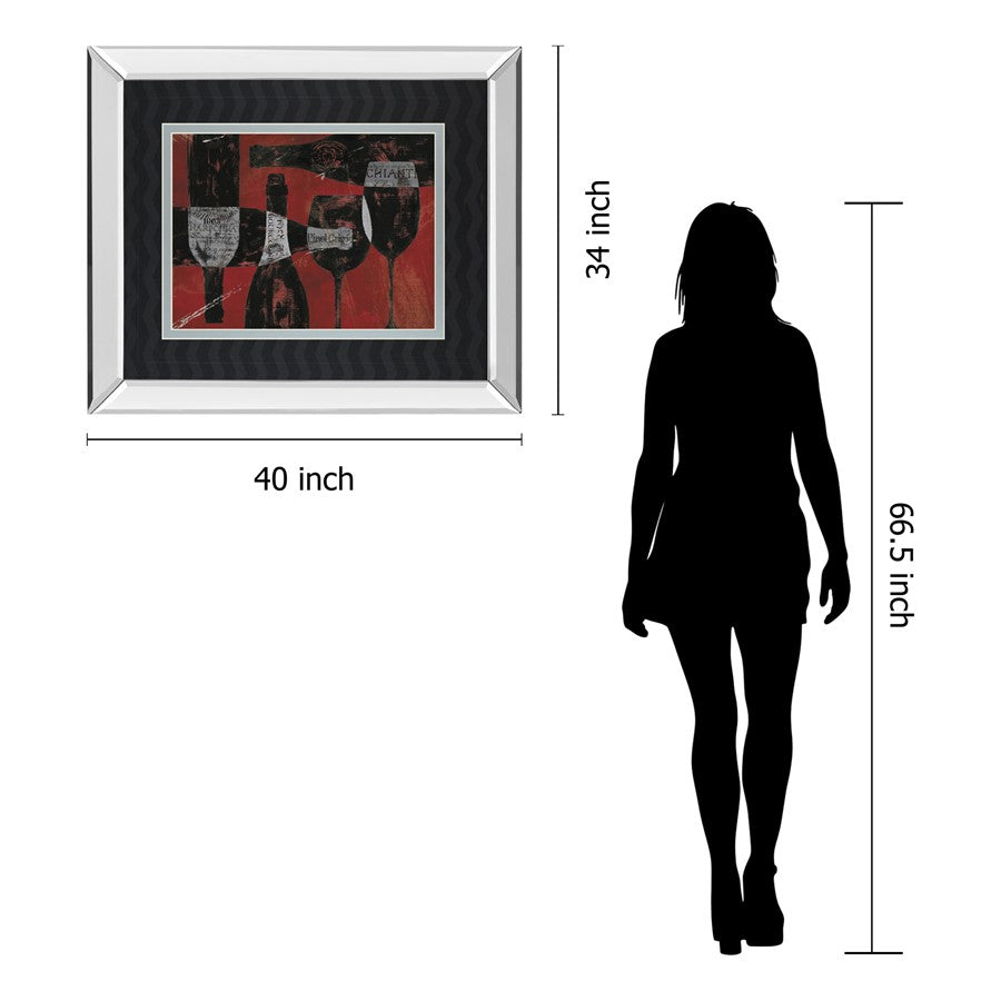 Classy Living Wine Elegance Wall Art 40x34in | Contemporary Mirrored Frame Graphic Art | Dining Room & Kitchen Decor | 3 x 40 x 34 in | Model DM5491MF
