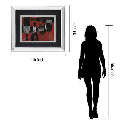 Classy Living Wine Elegance Wall Art 40x34in | Contemporary Mirrored Frame Graphic Art | Dining Room & Kitchen Decor | 3 x 40 x 34 in | Model DM5491MF