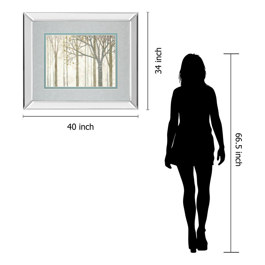 Classy Living Spring Forest Serenity Wall Art 40x34in | Contemporary Mirrored Frame | Living Room & Bedroom Decor | 40 x 34 x 3 in | Model DM5492MF