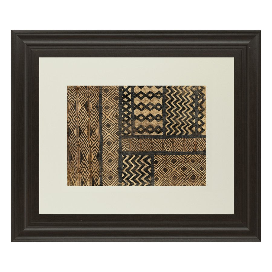 Classy Living Kuba Pattern 40x34in Wall Art | Contemporary Dark Chocolate MDF Frame with Real Glass | Living Room & Office Decor | 1 x 40 x | Model DM5493