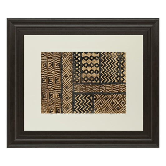 Classy Living Kuba Pattern 40x34in Wall Art | Contemporary Dark Chocolate MDF Frame with Real Glass | Living Room & Office Decor | 1 x 40 x | Model DM5493