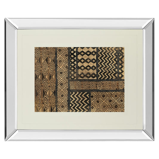 Classy Living Kuba Pattern 40x34in Wall Art | Contemporary Mirrored Frame and Multicolor Geometric Design | Living Room & Office Decor | Model DM5493MF