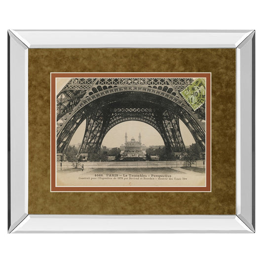 Classy Living Eiffel Base View Wall Art 40x34in | Contemporary Mirrored Frame with Sepia Photo | Living Room & Office Decor | 40 x 34 x 3 | Model DM5494MF