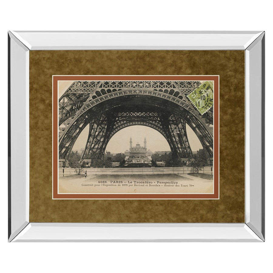 Classy Living Eiffel Base View Wall Art 40x34in | Contemporary Mirrored Frame with Sepia Photo | Living Room & Office Decor | 40 x 34 x 3 | Model DM5494MF