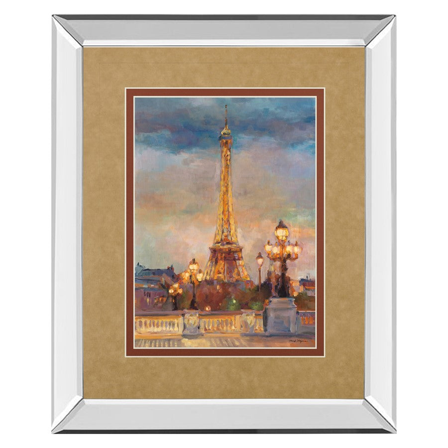 Classy Living Evening Glow Wall Art 34x40in | Contemporary Mirrored Frame Cityscape | Living Room & Office Decor | 3 x 34 x 40 in | Model DM5502MF