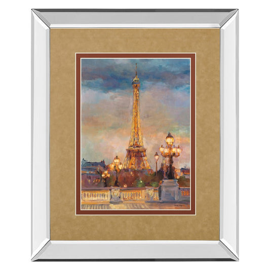 Classy Living Evening Glow Wall Art 34x40in | Contemporary Mirrored Frame Cityscape | Living Room & Office Decor | 3 x 34 x 40 in | Model DM5502MF
