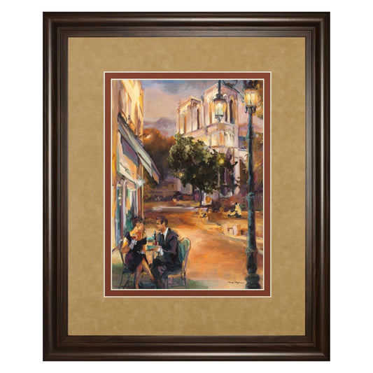 Classy Living Parisian Evening Wall Art 34x40in | Contemporary Framed Print in Dark Chocolate MDF Frame | Living Room & Dining Room Decor | Model DM5503