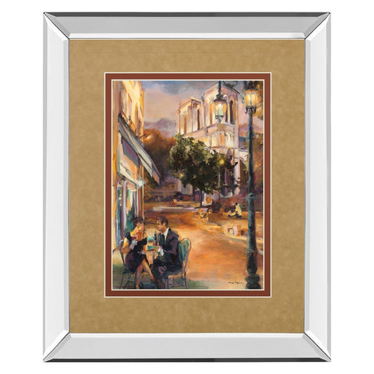 Classy Living Parisian Evening 34x40in Mirrored Wall Art | Contemporary Multicolor Paper Art with Mirrored Frame | Living Room & Office | Model DM5503MF