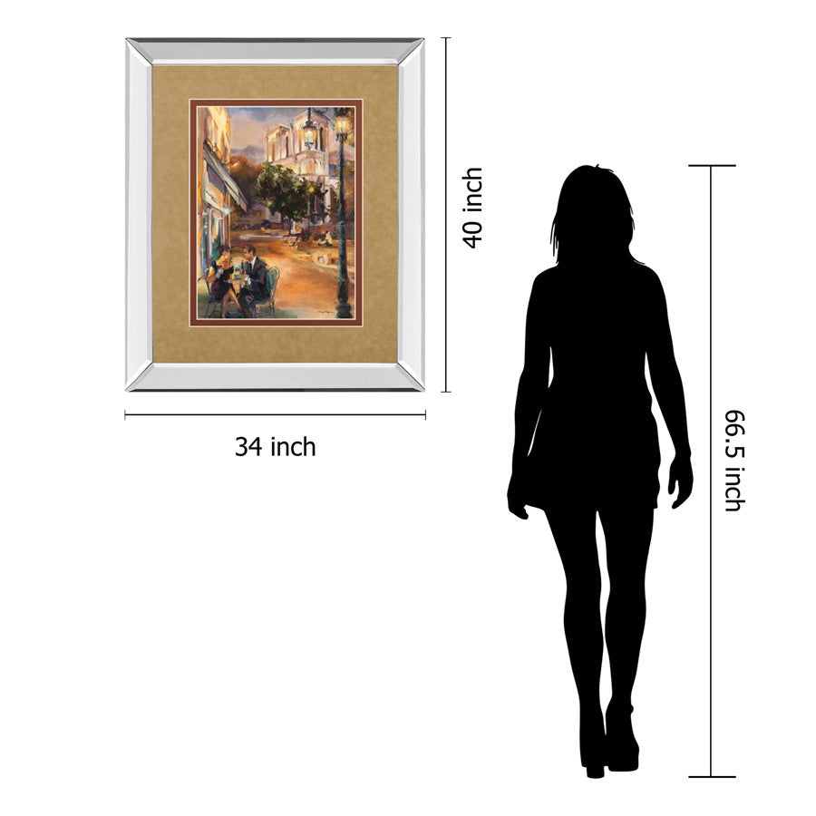 Classy Living Parisian Evening 34x40in Mirrored Wall Art | Contemporary Multicolor Paper Art with Mirrored Frame | Living Room & Office | Model DM5503MF