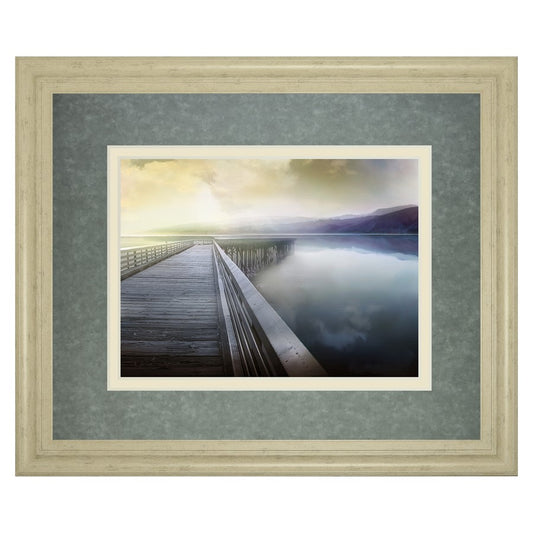 Classy Living Tranquil Pier 40x34in Wall Art | Contemporary MDF Frame with Real Glass | Living Room & Bedroom Nature Decor | 40 x 34 x 1 in | Model DM5515