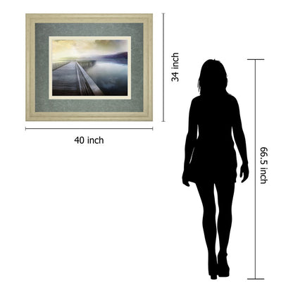 Classy Living Tranquil Pier 40x34in Wall Art | Contemporary MDF Frame with Real Glass | Living Room & Bedroom Nature Decor | 40 x 34 x 1 in | Model DM5515