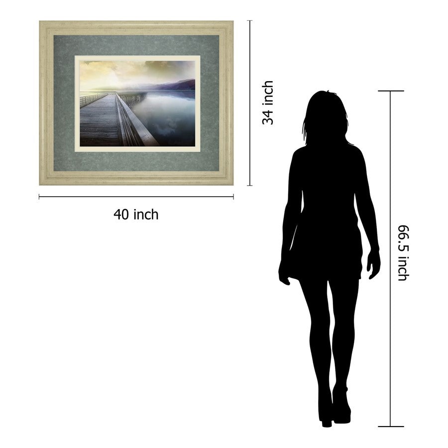 Classy Living Tranquil Pier 40x34in Wall Art | Contemporary MDF Frame with Real Glass | Living Room & Bedroom Nature Decor | 40 x 34 x 1 in | Model DM5515