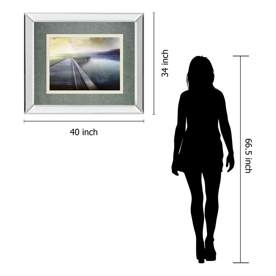 Classy Living Tranquil Pier Wall Art 40x34in | Contemporary Mirrored Frame | Living Room, Bedroom & Office Decor | 40 x 34 x 3 in | Model DM5515MF